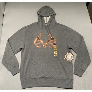 Realtree Hoodie Mid Weight Camo Deer Antlers Grey  - Men's Size Large NEW